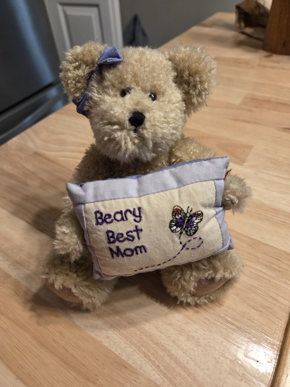 Vintage Boyds Bears Plush Bear with Purple Pillow "Beary Best Mom"